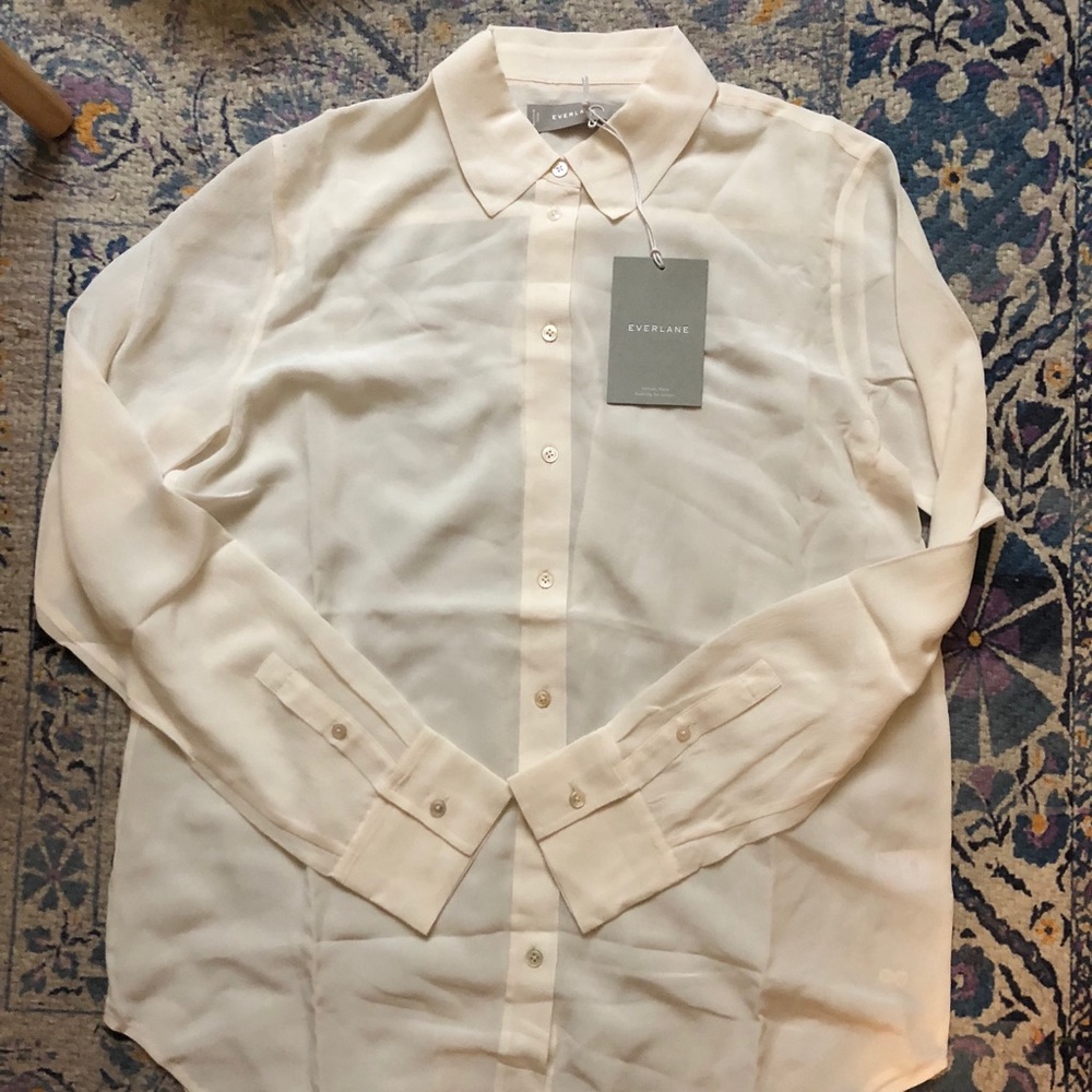 Everlane cream Relaxed silk shirt NWT